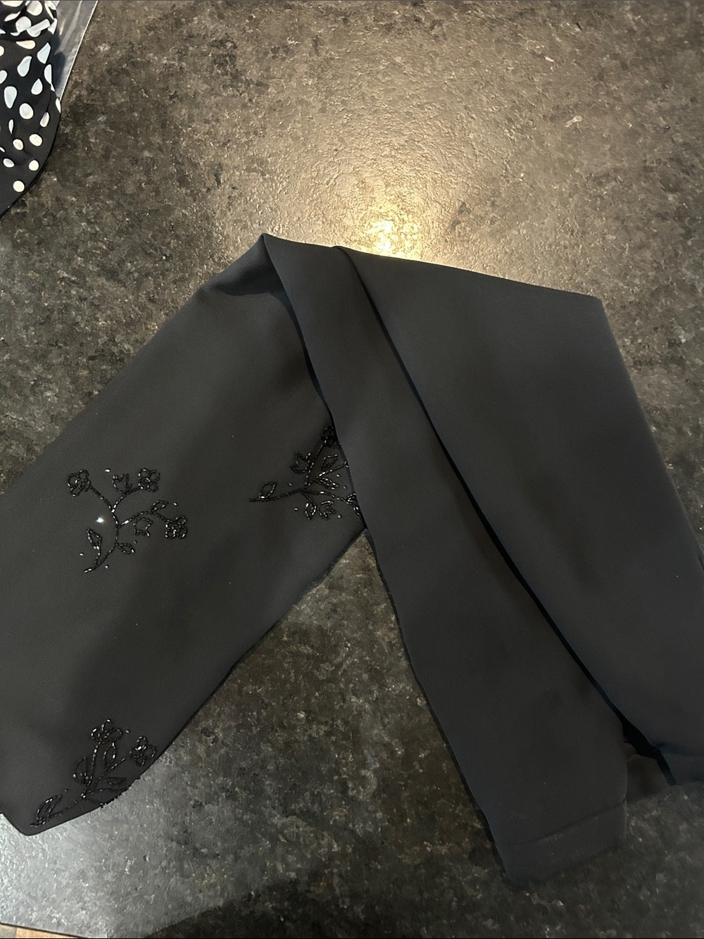 Black Embellished Maxi Skirt with Beaded Floral Detail